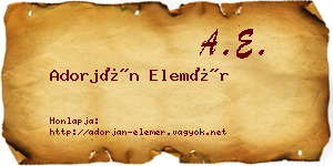 Adorján Elemér névjegykártya